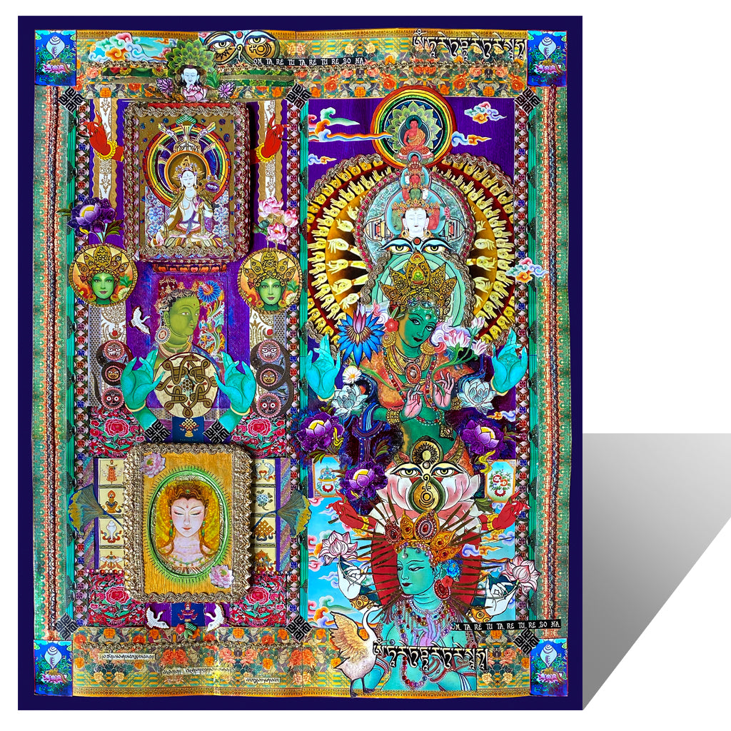 Green Tara Buddha Collage Print